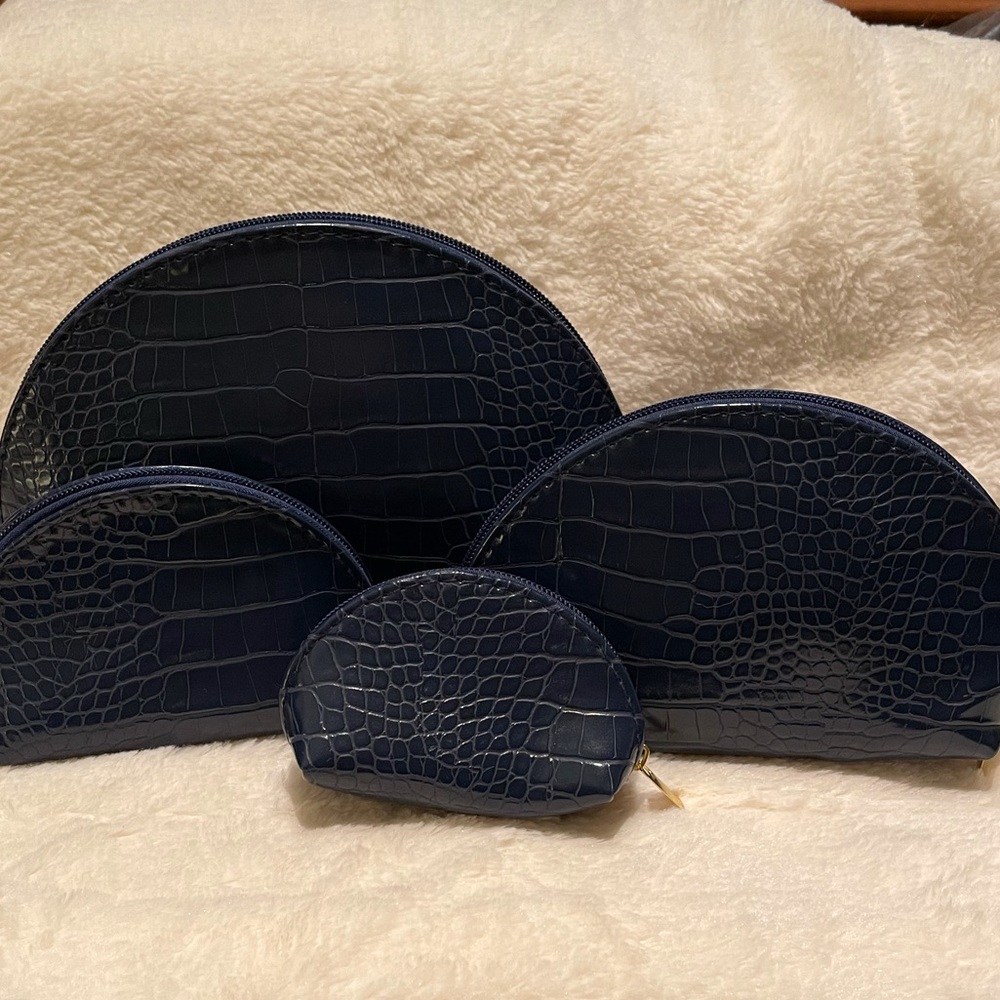 faux leather cosmetic pouches set of 4, NWOT